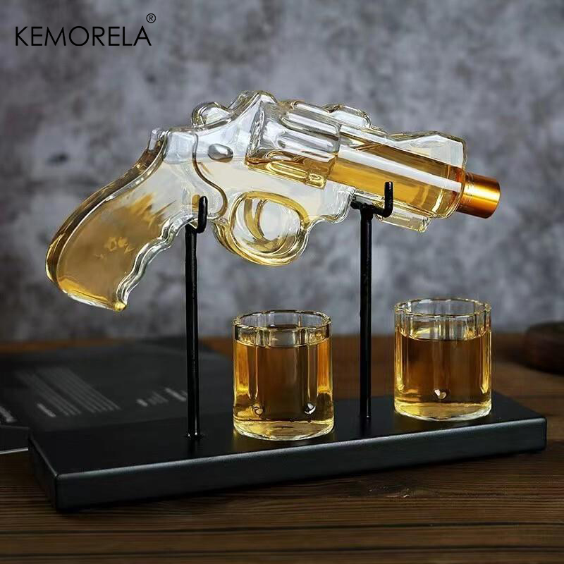 Glass Decanter Whiskey - KEMORELA Rewolwer Szklana karafka Zestaw kieliszków