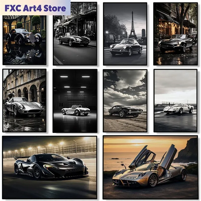 Luxury Lifestyle Items - Bezramowy Nowoczesny Plakat z Samochodami Znanych