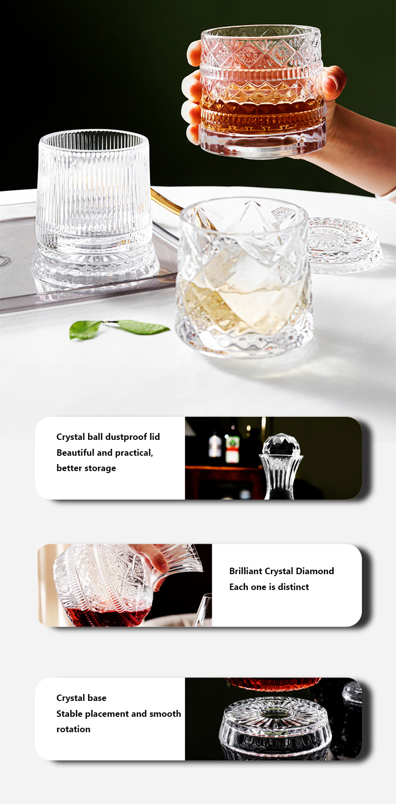 DEOUNY Europejska obrotowa kar – Glass Decanter Whiskey recenzja i cena